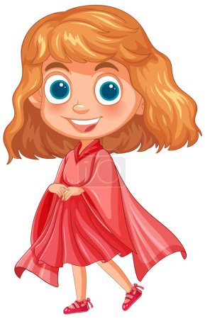Vector illustration of a cheerful young girl