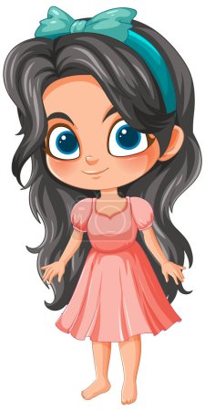 Vector illustration of a young girl smiling