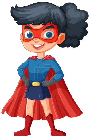 Ilustración de Dibujos animados de un niño vestido como un superhéroe - Imagen libre de derechos