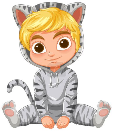 Illustration for Vector illustration of a child dressed as a tiger - Royalty Free Image