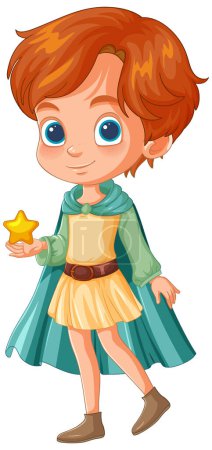 Ilustración de Dibujos animados de una chica con una estrella en la mano - Imagen libre de derechos