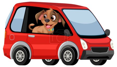 Fröhlicher brauner Hund genießt Autofahrt