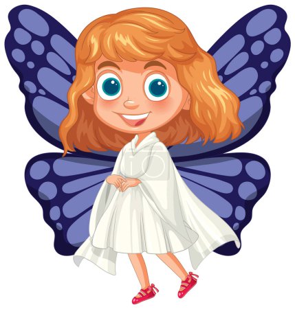 Vector illustration of a smiling girl with wings