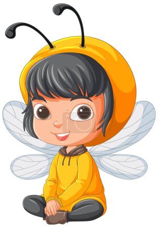 Vektorillustration eines als Biene verkleideten Kindes