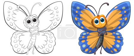 Téléchargez les illustrations : Illustration vectorielle d'un papillon coloré et joyeux - en licence libre de droit