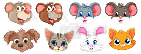 Illustration for Colorful vector illustrations of various cute animals - Royalty Free Image
