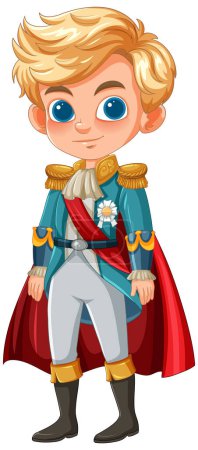 Ilustración de Ilustración vectorial de un joven príncipe disfrazado de rey - Imagen libre de derechos
