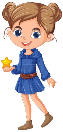 Illustration for Vector illustration of a cheerful young girl - Royalty Free Image