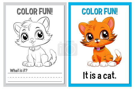 Illustration for Coloring book pages featuring a cute cat - Royalty Free Image