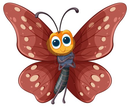 Papillon coloré, amical avec de grands yeux