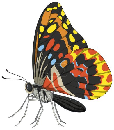 Téléchargez les illustrations : Art vectoriel vibrant d'un papillon multicolore - en licence libre de droit
