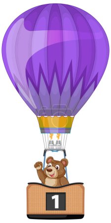Ilustración de Ilustración vectorial de un oso volando un globo - Imagen libre de derechos