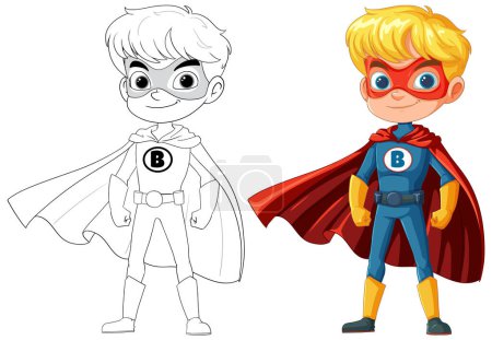 From sketch to colorful superhero kid