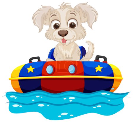 Perro de dibujos animados disfrutando de un paseo en un barco vibrante