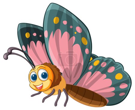 Téléchargez les illustrations : Papillon coloré et heureux avec un visage amical - en licence libre de droit