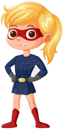 Ilustración de Dibujos animados de una joven vestida como un superhéroe - Imagen libre de derechos