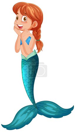 Vector illustration of a happy young mermaid
