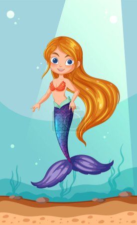 Illustration for Vector illustration of a happy mermaid with a heart - Royalty Free Image