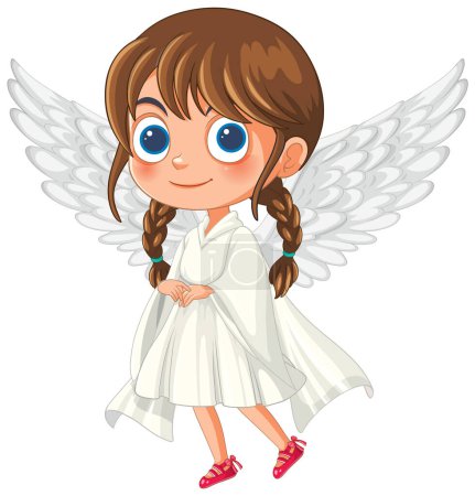 Ilustración de Ilustración vectorial de una joven ángel - Imagen libre de derechos
