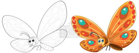 Téléchargez les illustrations : Illustration vectorielle d'un caractère papillon fantaisiste - en licence libre de droit
