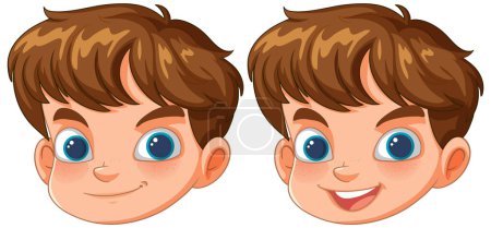 Illustration for Two expressions of a happy young boy - Royalty Free Image