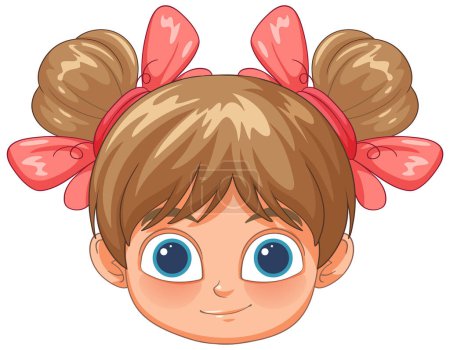 Illustration for Vector illustration of a young girl with bows - Royalty Free Image