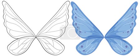 Téléchargez les illustrations : Ailes de papillon détaillées en noir et bleu - en licence libre de droit