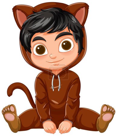 Illustration for Vector illustration of a child dressed as a cat - Royalty Free Image