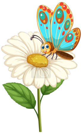 Vibrant butterfly resting on a blooming daisy