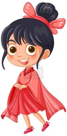 Illustration for Cheerful young girl dressed in vibrant red - Royalty Free Image