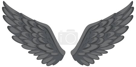 Illustration for Vector illustration of symmetrical grey wings - Royalty Free Image
