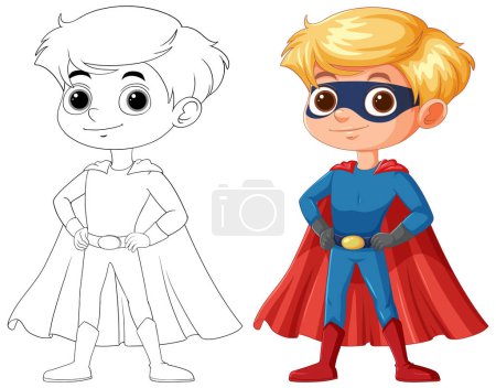 Illustration vectorielle d'un enfant se transformant en super-héros