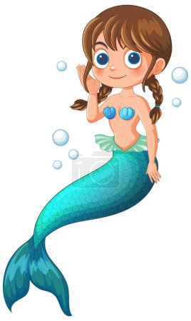 Vector illustration of a playful young mermaid
