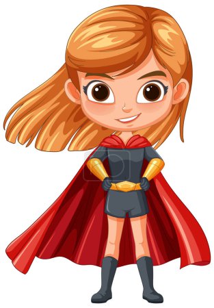 Téléchargez les illustrations : Dessin animé d'une jeune fille habillée en super-héros - en licence libre de droit