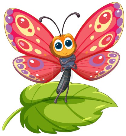 Téléchargez les illustrations : Illustration papillon joyeux avec des ailes vibrantes - en licence libre de droit