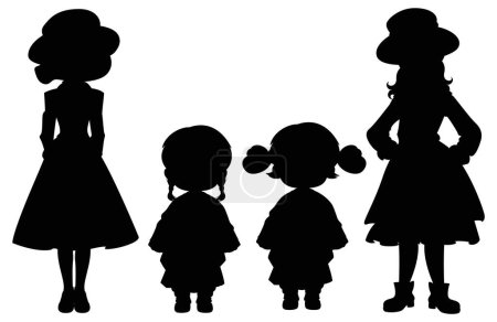 Ilustración de Silueta vectorial de una mujer y dos niños - Imagen libre de derechos
