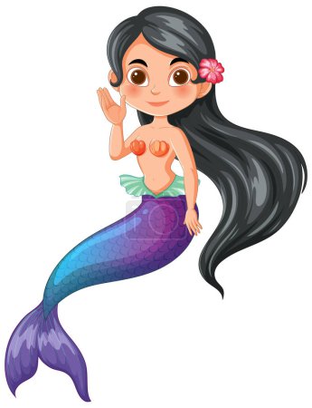 Illustration for Vector illustration of a friendly mermaid greeting - Royalty Free Image