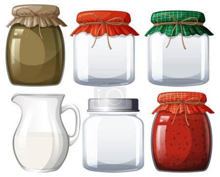 Illustration of empty and filled kitchen jars