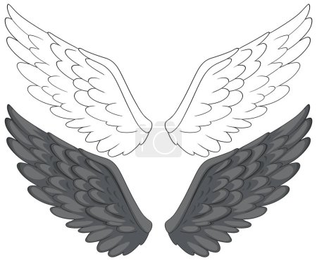 Illustration for Vector illustration of contrasting angelic and demonic wings - Royalty Free Image