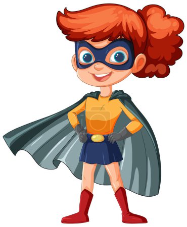 Dessin animé d'une jeune fille super-héros joyeuse