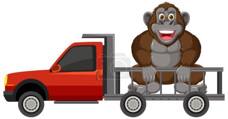 Vektorillustration eines Gorillas auf einem LKW