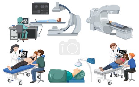 Téléchargez les illustrations : Illustrations vectorielles de diverses procédures médicales - en licence libre de droit