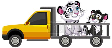 Ilustración de Ilustración vectorial de tigres en una camioneta - Imagen libre de derechos
