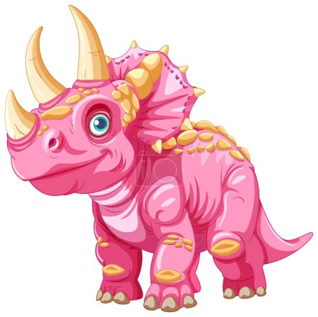 Adorable pink dinosaur with blue eyes