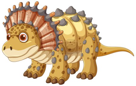 Adorable dinosaur with colorful frill and spikes