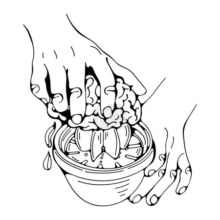 Ilustración de Apretando cerebros con un fabricante manual de jugos - Imagen libre de derechos