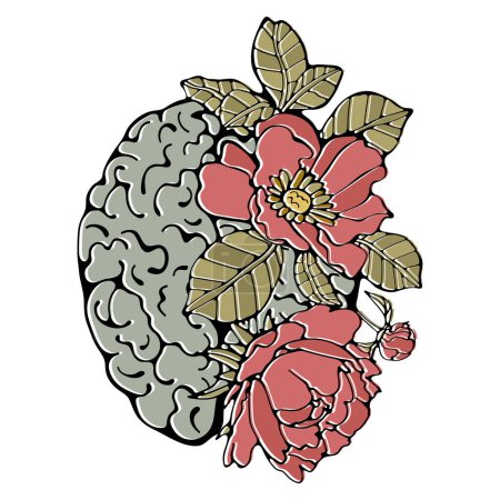 Ilustración de Human brain blossom colorful illustration in vector - Imagen libre de derechos