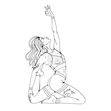 Illustration for Young beautiful woman doing an advanced yoga pose - Royalty Free Image