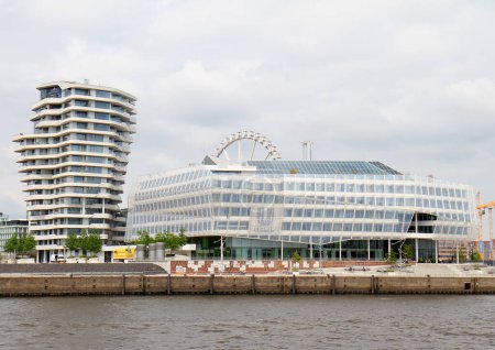 Photo for HAMBURG, GERMANY-JUNE 20,2012:The Marco Polo Tower and Unilever HQ Building by The Port in Hamburg - Royalty Free Image