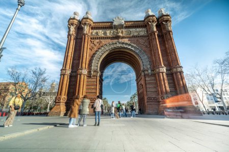Photo for Rush of people at the arc de triomf monument, barcelona, spain - Royalty Free Image